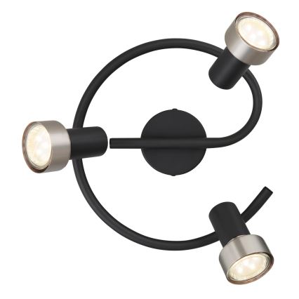 Globo - Kohdevalo  3xGU10/25W/230V musta/hopea