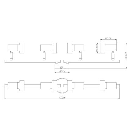 Globo - Kohdevalo  4xGU10/25W/230V musta/kulta