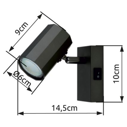Globo - Seinäkohdevalo 1xGU10/25W/230V musta