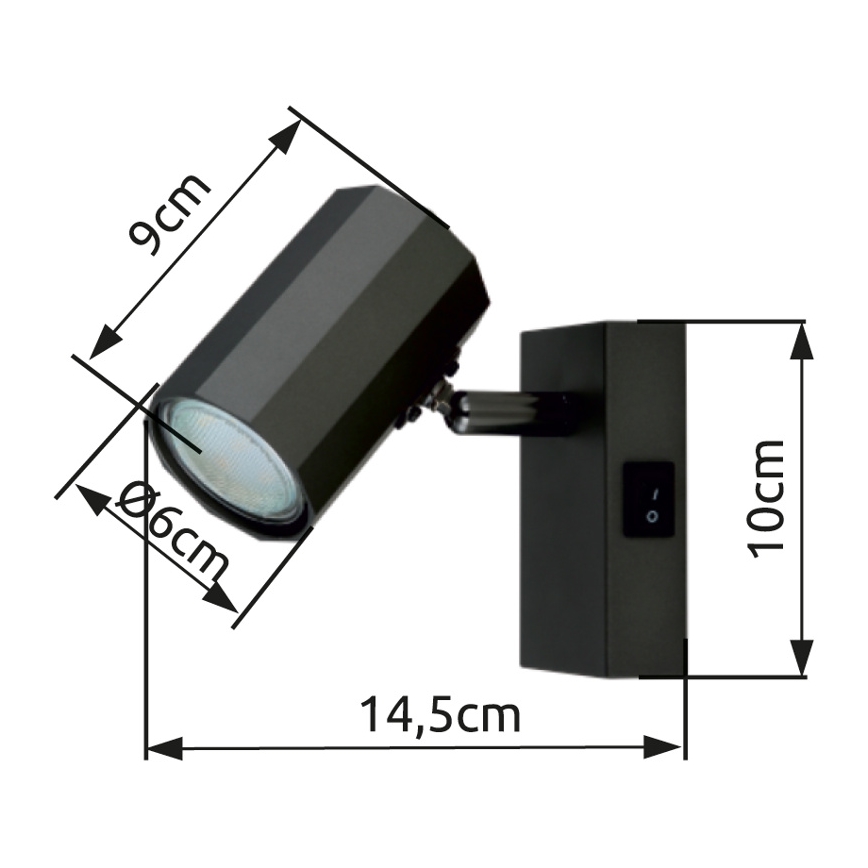 Globo - Seinäkohdevalo 1xGU10/25W/230V musta