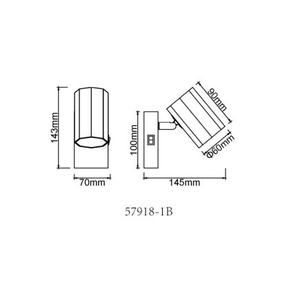 Globo - Seinäkohdevalo 1xGU10/25W/230V musta