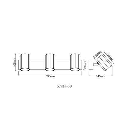 Globo - Kohdevalo 3xGU10/25W/230V musta