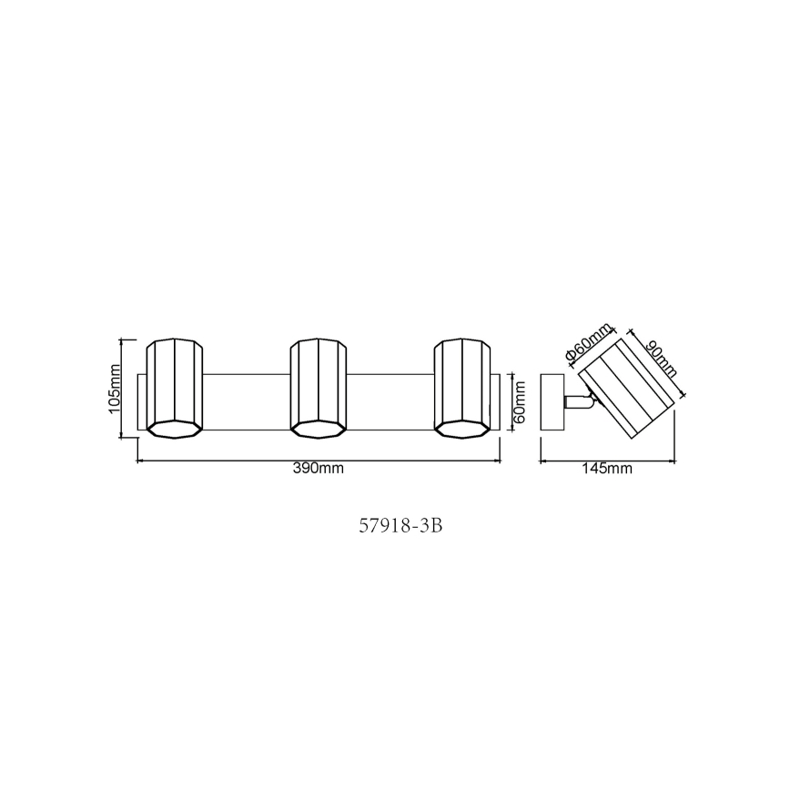 Globo - Kohdevalo 3xGU10/25W/230V musta