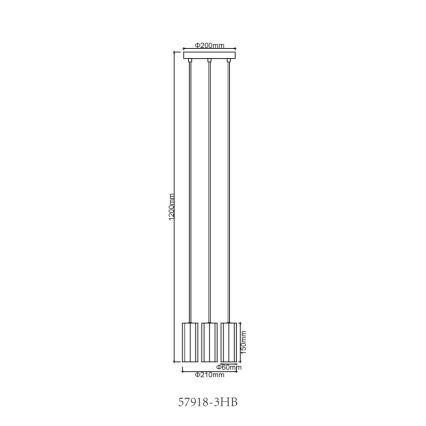 Globo - Kattokruunu johdossa 3xGU10/25W/230V musta