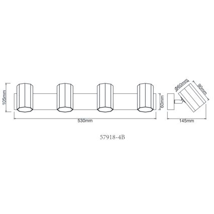 Globo - Kohdevalo 4xGU10/25W/230V musta
