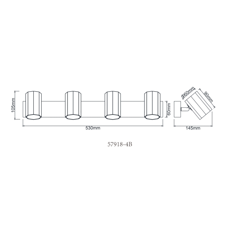 Globo - Kohdevalo 4xGU10/25W/230V musta