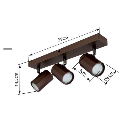 Globo - Kohdevalo 3xGU10/25W/230V ruskea