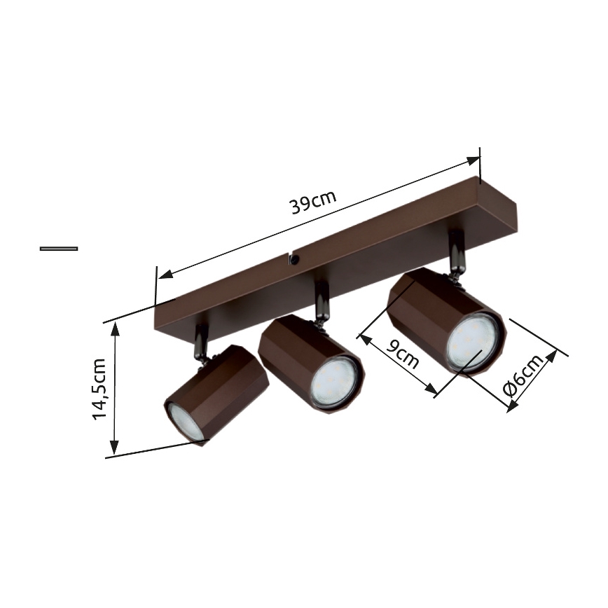 Globo - Kohdevalo 3xGU10/25W/230V ruskea