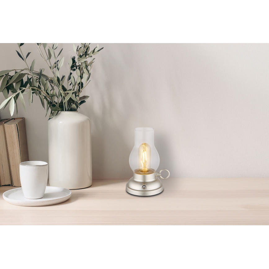 Globo - LED Himmennettävä ladattava kosketuspöytävalaisin LED/1W/3,7V 1200 mAh mattakromi