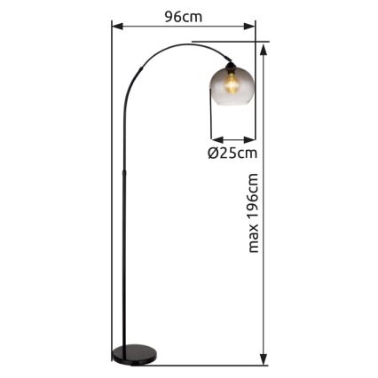 Globo - Lattialamppu 1xE27/60W/230V musta
