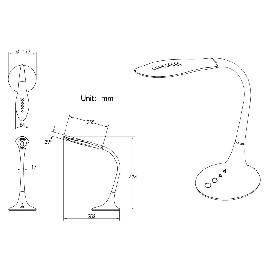 Globo - LED himmennettävä kosketusohjattu joustava pöytälamppu LED/9W/230V 3000/4500/6500K musta