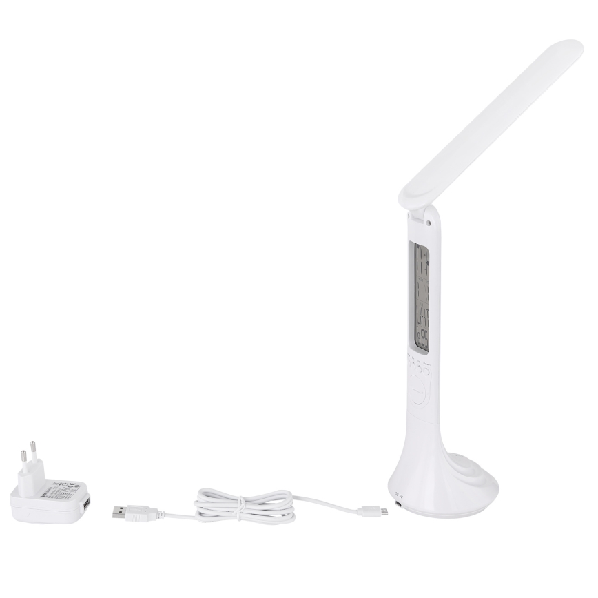 Globo - LED Himmennettävä ja ladattava pöytälamppu kanssa näyttö LED/4W/230V 2200 mAh valkoinen