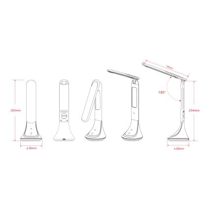 Globo - LED Himmennettävä ja ladattava pöytälamppu kanssa näyttö LED/4W/230V 2200 mAh valkoinen