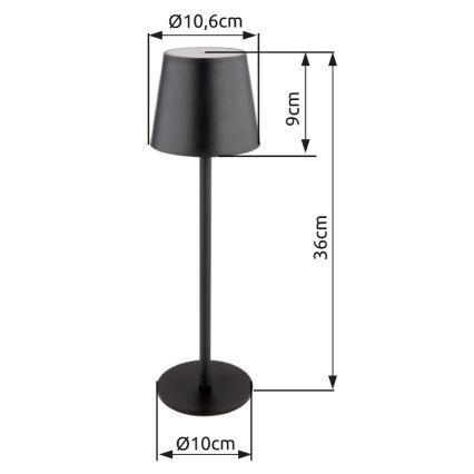 Globo - LED Himmennettävä kosketus ulko lamppu LED/3W/3,7V IP44 1800mAh + USB musta