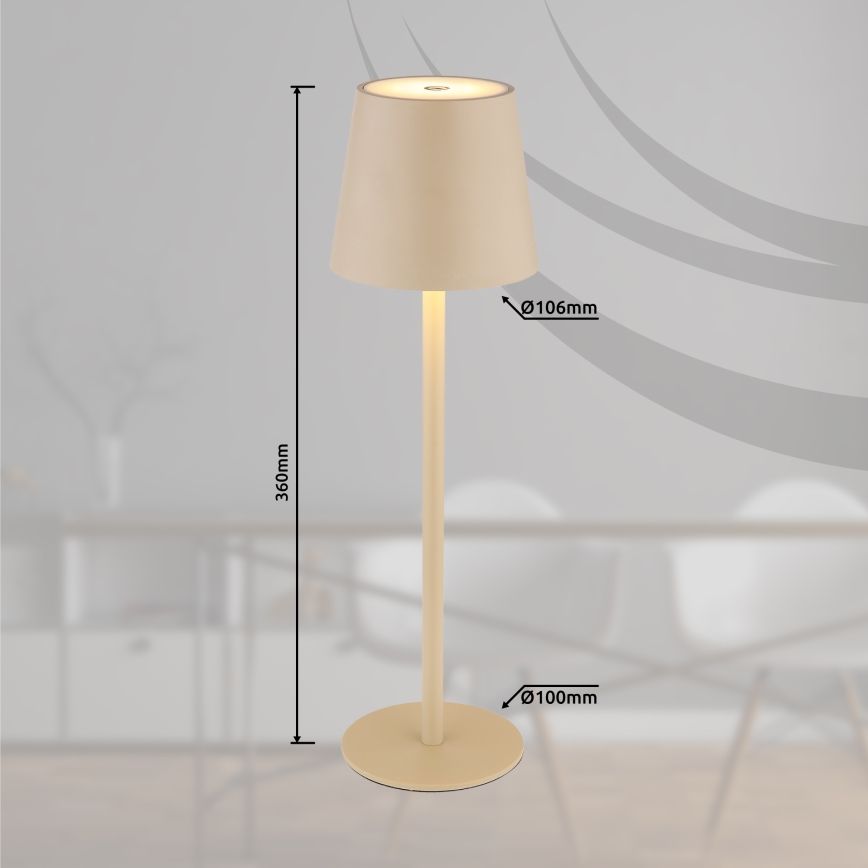 Globo - LED Himmennettävä kosketus ulko lamppu LED/3W/3,7V IP44 1800 mAh USB beige