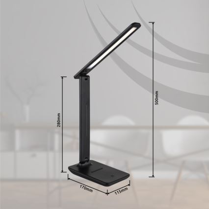 Globo - LED kosketuksella himmennettävä ladattava pöytävalaisin LED/5W/5V 2700/4000/6500K 1800 mAh musta