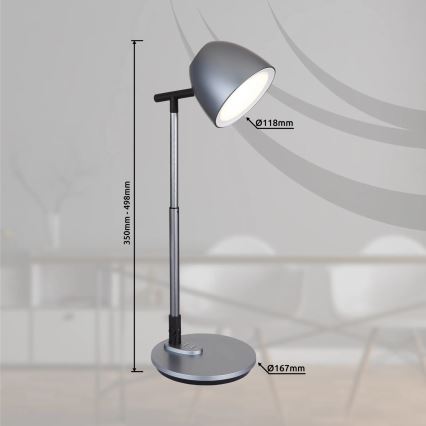 Globo - Himmennettävä LED-kosketuspöytävalaisin LED/7,5W/230V 3000K/4000K/6500K harmaa
