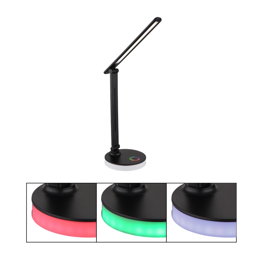 Globo - LED RGBW Himmennettävä kosketuspöytävalaisin LED/5W/230V + LED/2W 2700K/4000K/6500K musta