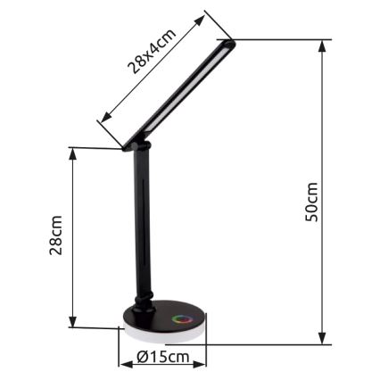 Globo - LED RGBW Himmennettävä kosketuspöytävalaisin LED/5W/230V + LED/2W 2700K/4000K/6500K musta