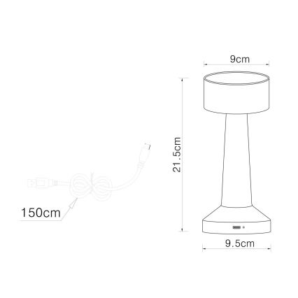 Globo - Himmennettävä LED-kosketuspöytävalaisin LED/1W/3,7V 2700K/4000K/6500K 800 mAh USB kulta