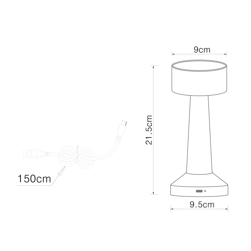 Globo - Himmennettävä LED-kosketuspöytävalaisin LED/1W/3,7V 2700K/4000K/6500K 800 mAh USB kulta