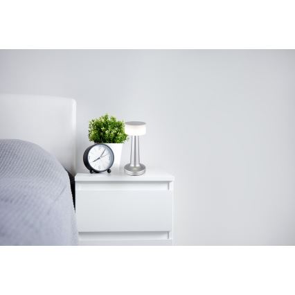 Globo - Himmennettävä LED-kosketuspöytävalaisin LED/1W/3,7V 2700K/4000K/6500K 800 mAh USB mattakromi
