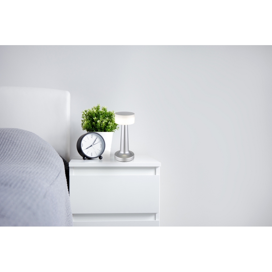 Globo - Himmennettävä LED-kosketuspöytävalaisin LED/1W/3,7V 2700K/4000K/6500K 800 mAh USB mattakromi