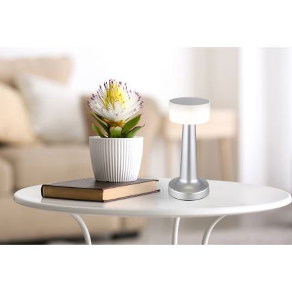 Globo - Himmennettävä LED-kosketuspöytävalaisin LED/1W/3,7V 2700K/4000K/6500K 800 mAh USB mattakromi