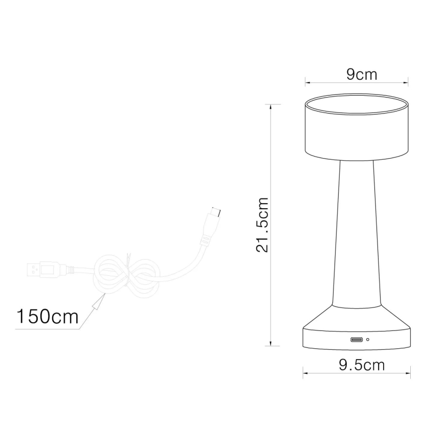 Globo - Himmennettävä LED-kosketuspöytävalaisin LED/1W/3,7V 2700K/4000K/6500K 800 mAh USB mattakromi