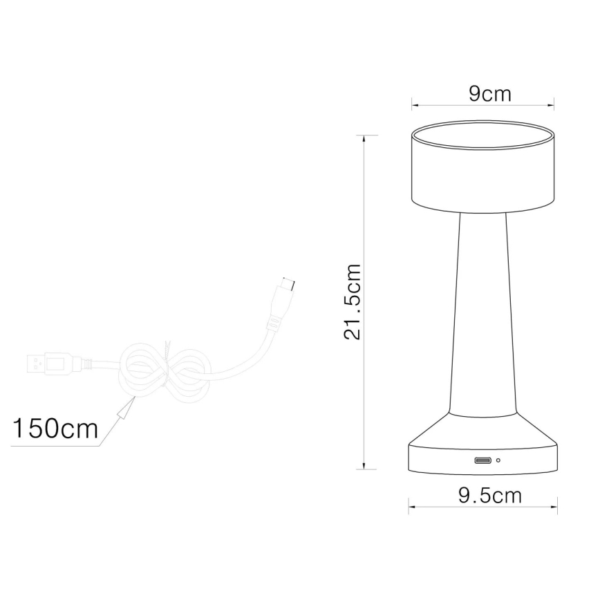 Globo - Himmennettävä LED-kosketuspöytävalaisin LED/1W/3,7V 2700K/4000K/6500K 800 mAh USB musta