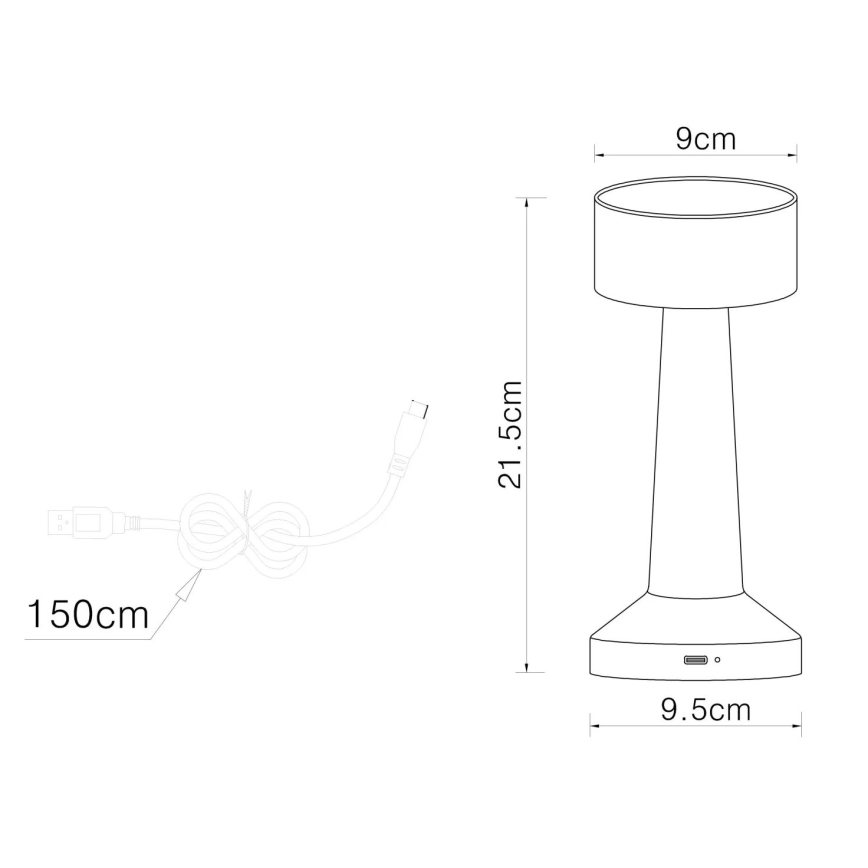 Globo - Himmennettävä LED-kosketuspöytävalaisin LED/1W/3,7V 2700K/4000K/6500K 800 mAh USB valkoinen