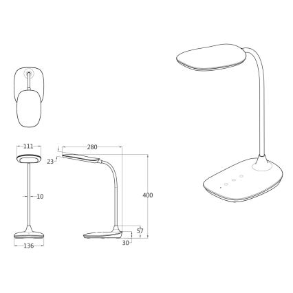 Globo - Himmennettävä LED-kosketuspöytävalaisin LED/9W/230V 3000K/4000K/6500K CRI 90 musta