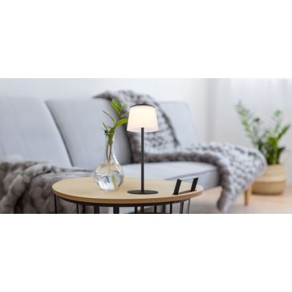 Globo - LED himmennettävä kosketusohjattu ulkokäyttöön tarkoitettu pöytävalaisin LED/1,8W/5V IP44 1800 mAh musta/valkoinen