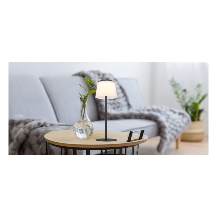 Globo - LED himmennettävä kosketusohjattu ulkokäyttöön tarkoitettu pöytävalaisin LED/1,8W/5V IP44 1800 mAh musta/valkoinen