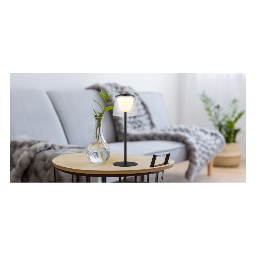 Globo - LED himmennettävä kosketusohjattu ulkokäyttöön tarkoitettu pöytävalaisin LED/1,8W/5V IP44 1800 mAh musta/selkeä