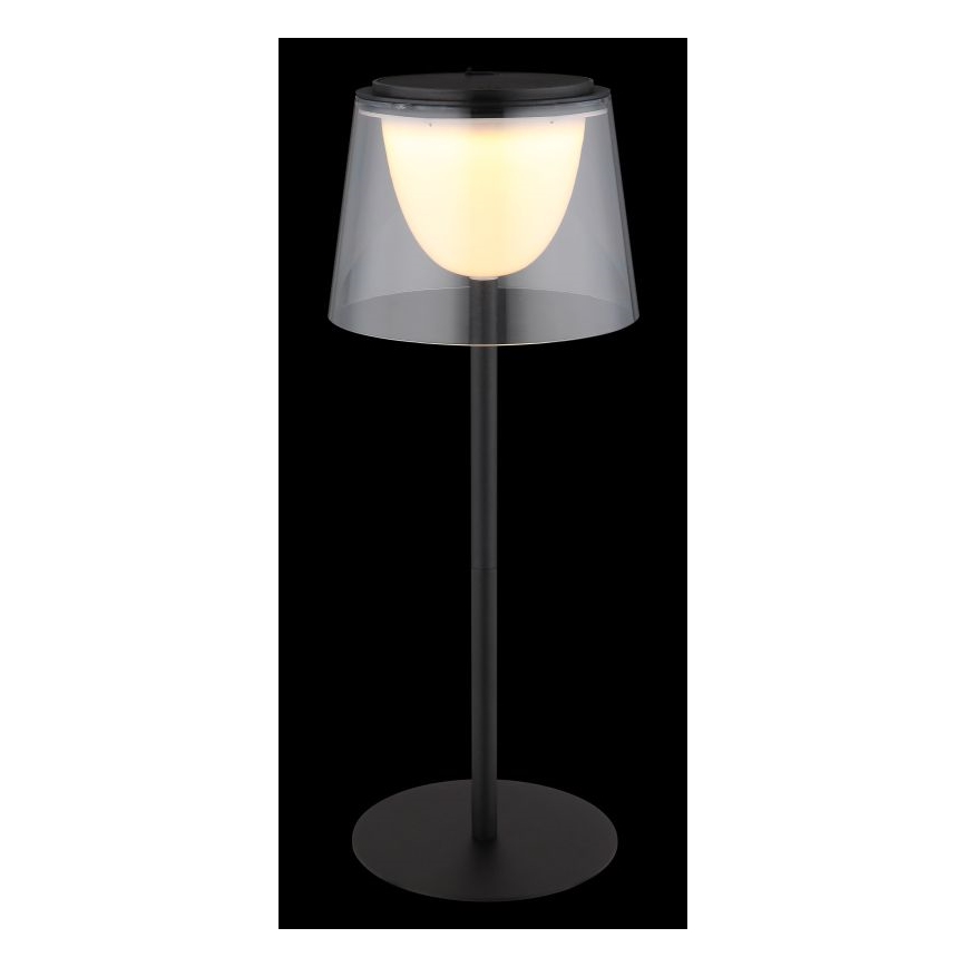 Globo - LED himmennettävä kosketusohjattu ulkokäyttöön tarkoitettu pöytävalaisin LED/1,8W/5V IP44 1800 mAh musta/selkeä