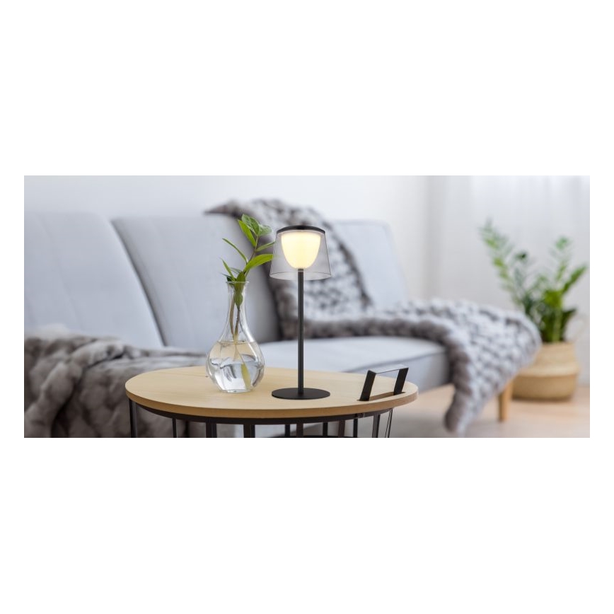 Globo - LED himmennettävä kosketusohjattu ulkokäyttöön tarkoitettu pöytävalaisin LED/1,8W/5V IP44 1800 mAh musta/savunharmaa