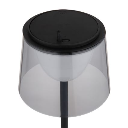 Globo - LED himmennettävä kosketusohjattu ulkokäyttöön tarkoitettu pöytävalaisin LED/1,8W/5V IP44 1800 mAh musta/savunharmaa