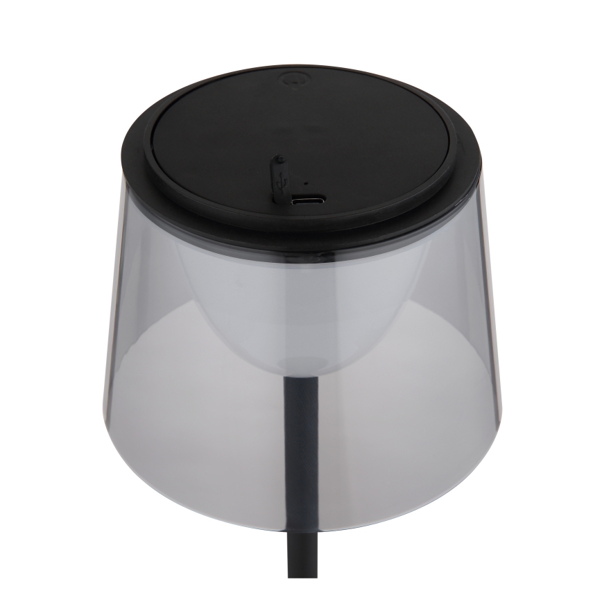Globo - LED himmennettävä kosketusohjattu ulkokäyttöön tarkoitettu pöytävalaisin LED/1,8W/5V IP44 1800 mAh musta/savunharmaa