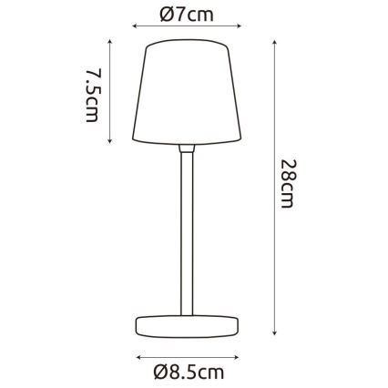Globo - LED Himmennettävä ulko kosketus pöytävalaisin LED/2W/5V 3000/4000/6000K 2200 mAh IP44 musta
