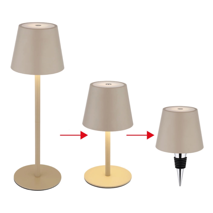 Globo - Himmennettävä kosketusohjattu ladattava ulkokäyttöön tarkoitettu pöytälamppu LED/3W/5V 3000/4000/5000K IP54 1800 mAh
