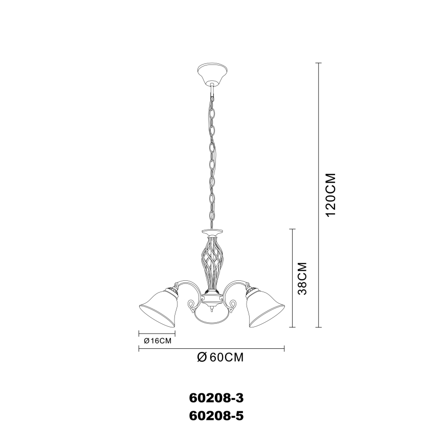 Globo - Kattokruunu ketjussa 3xE27/60W/230V