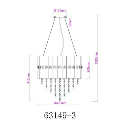 Globo - Kattokruunu johdossa 3xE27/40W/230V halkaisija 40 cm
