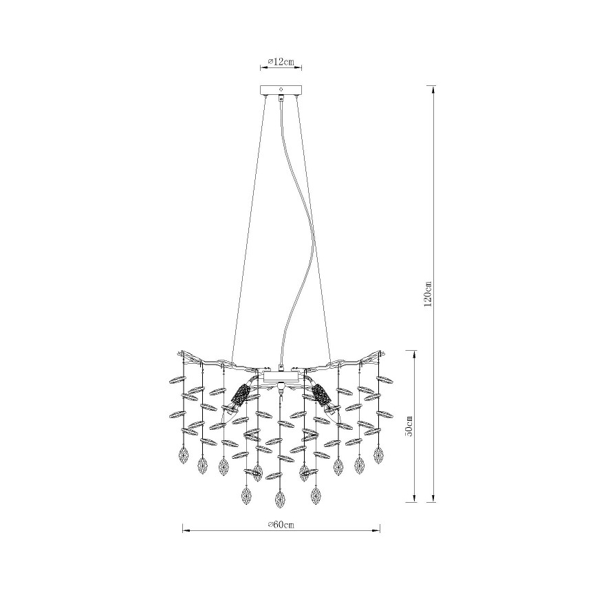 Globo - Riippuvalaisin vaijerilla 8xE14/40W/230V, kullanvärinen