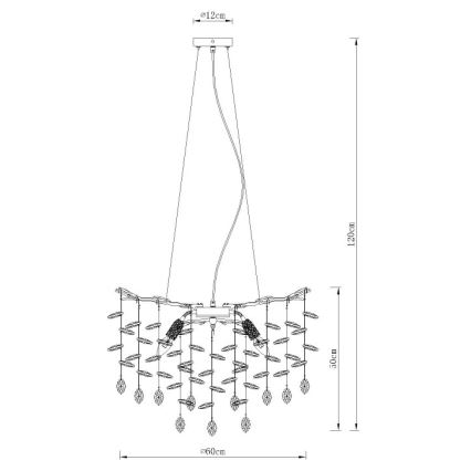 Globo - tyylikäs riippuvalaisin vaijerilla, 8xE14/40W/230V, hopea