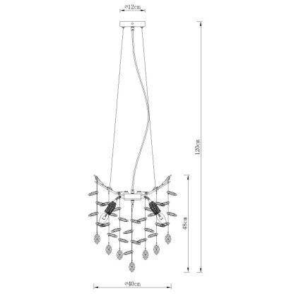 Globo - Riippuvalaisin vaijerilla 4xE14/40W/230V kultainen