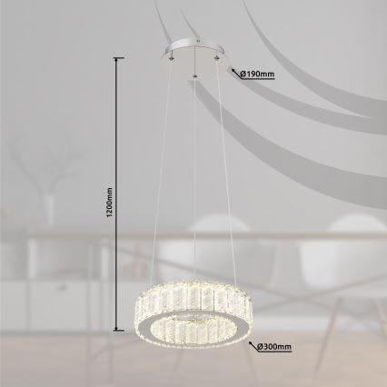 Globo - Himmennettävä LED-kattokruunu johdossa LED/30W/230V 2700-6000K halkaisija 30 cm + kauko-ohjaus