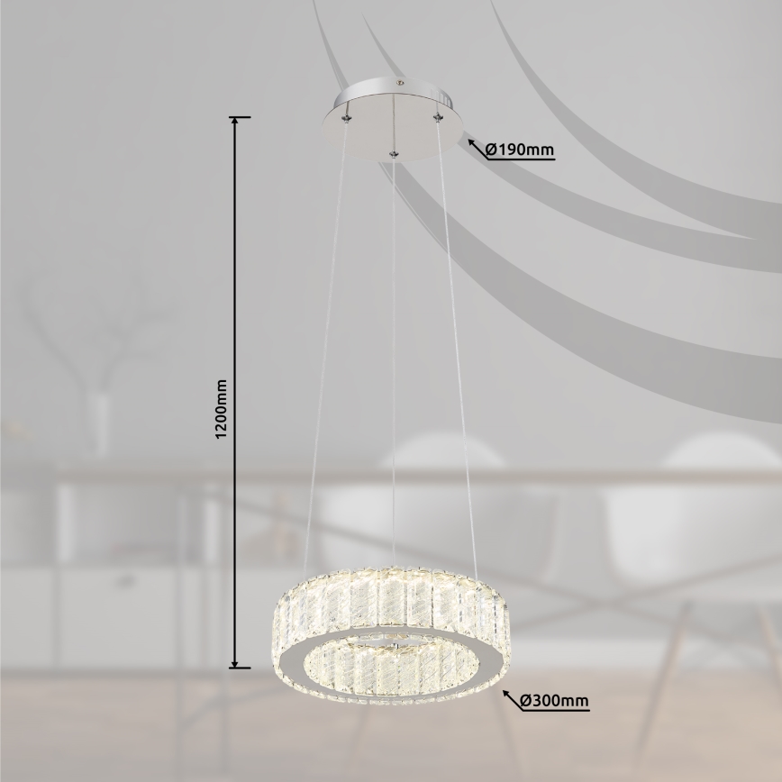 Globo - Himmennettävä LED-kattokruunu johdossa LED/30W/230V 2700-6000K halkaisija 30 cm + kauko-ohjaus