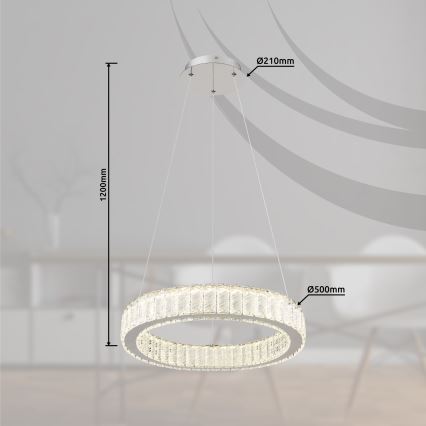 Globo - Himmennettävä LED-kattokruunu johdossa LED/50W/230V 2700-6000K halkaisija 50 cm + kauko-ohjaus