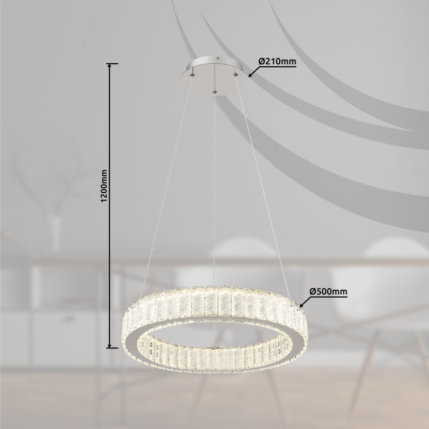 Globo - Himmennettävä LED-kattokruunu johdossa LED/50W/230V 2700-6000K halkaisija 50 cm + kauko-ohjaus
